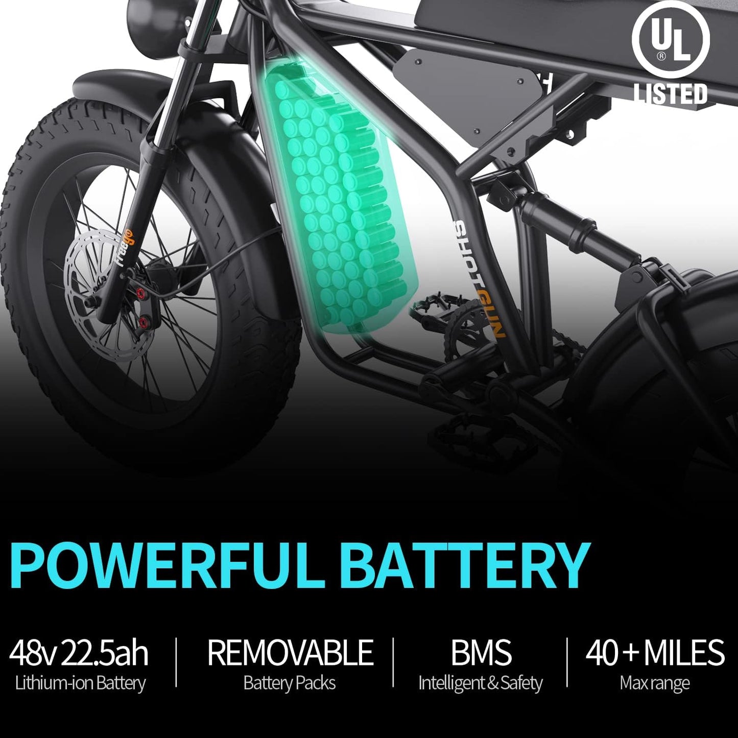 Freego Electric Bike for Adults, 1400W/48V/22.5Ah, F2 Pro 20" x 4.0" Fat Tires Electric Bicycle Removable Battery, 34MPH & 43 Miles Long Range Ebike 7-Speed UL Certified
