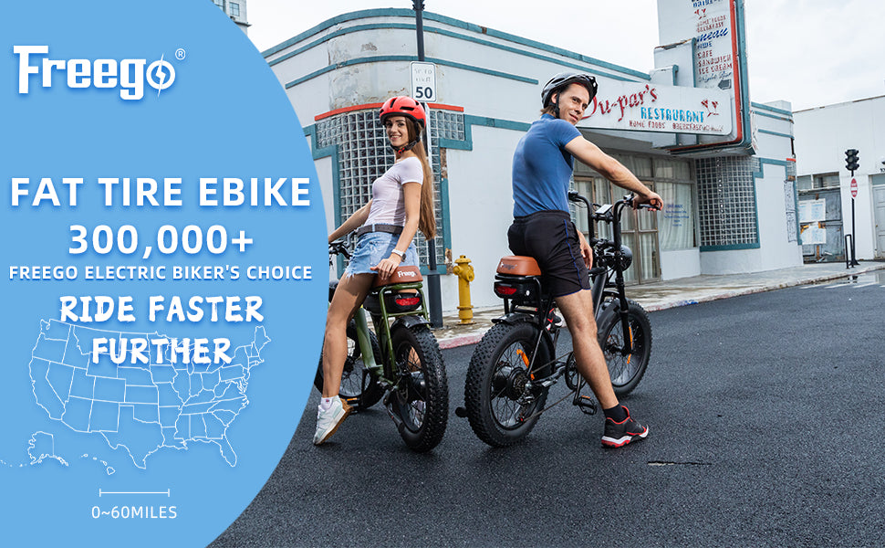 Freego Electric Bike for Adults, 1400W/48V/22.5Ah, F2 Pro 20" x 4.0" Fat Tires Electric Bicycle Removable Battery, 34MPH & 43 Miles Long Range Ebike 7-Speed UL Certified