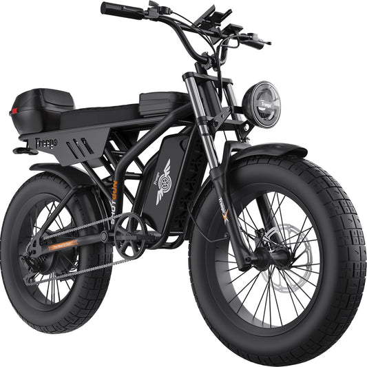 Freego Electric Bike for Adults, 1400W/48V/22.5Ah, F2 Pro 20" x 4.0" Fat Tires Electric Bicycle Removable Battery, 34MPH & 43 Miles Long Range Ebike 7-Speed UL Certified