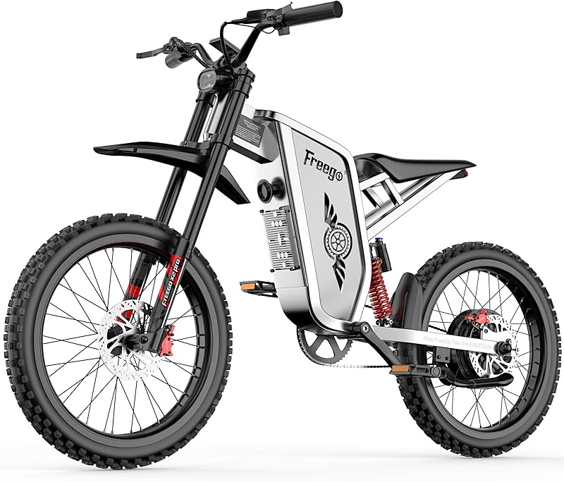 Freego X2Pro Electric Motorcycle for Adults, Electric Dirt Bike Teens 6000W(Peak) Motor 60V/30Ah Battery,50MPH/7 Speed Off Road Electric Bicycle,19x2 Full Suspension/Four-Piston Hydraulic Brake