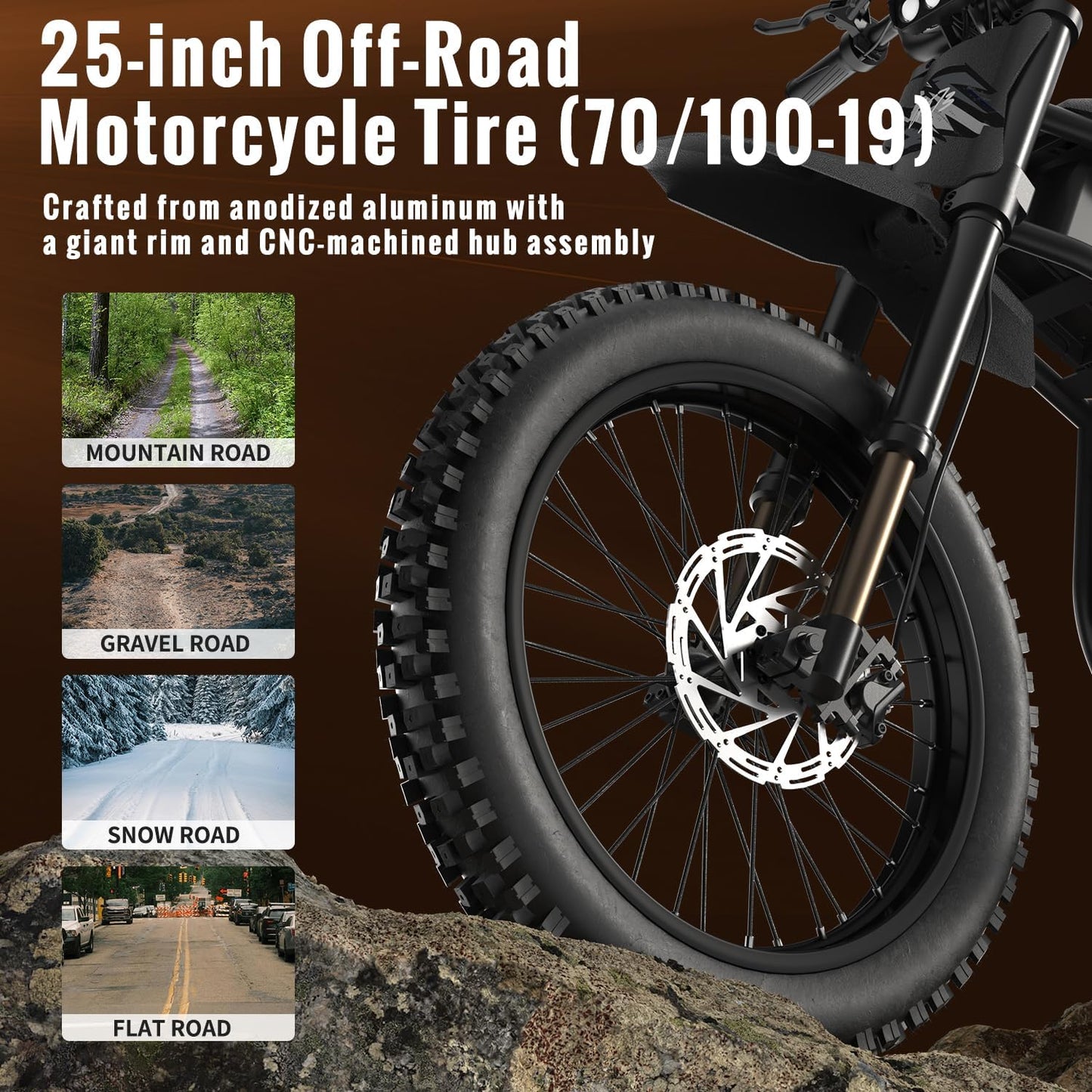 GT73 Electric Dirt Bike for Adults, 2000W Electric Dirtbike with 25 Inch Motorcycle Tires, 1747Wh Dual Battery Electric Bike, Max 37 MPH & 85 Mile Long Range, Dual Hydraulic Brakes & Full Suspension