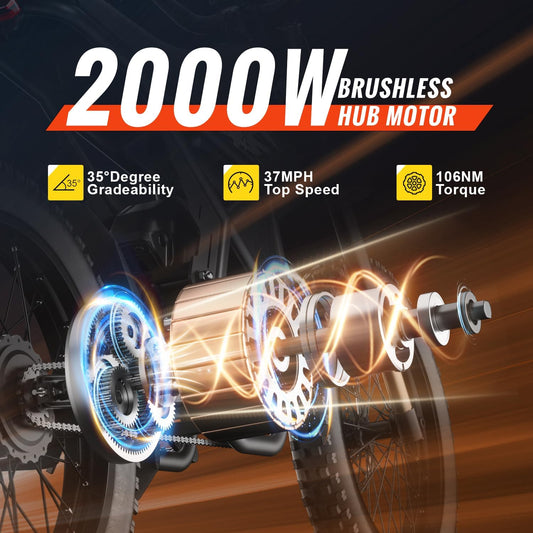 GT73 Electric Dirt Bike for Adults, 2000W Electric Dirtbike with 25 Inch Motorcycle Tires, 1747Wh Dual Battery Electric Bike, Max 37 MPH & 85 Mile Long Range, Dual Hydraulic Brakes & Full Suspension