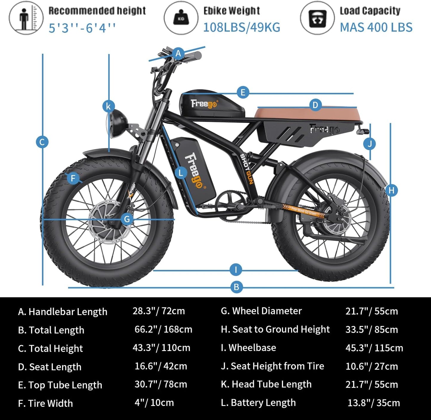 Freego Electric Bike for Adults, Dual Motor & Dual Battery, 2000W/48V/40Ah/55Ah, 20"x4.0" Fat Tires Off Road Electric Bicycle with Removable Battery, 34MPH&68/103 Miles Long Range E Bike UL Certified