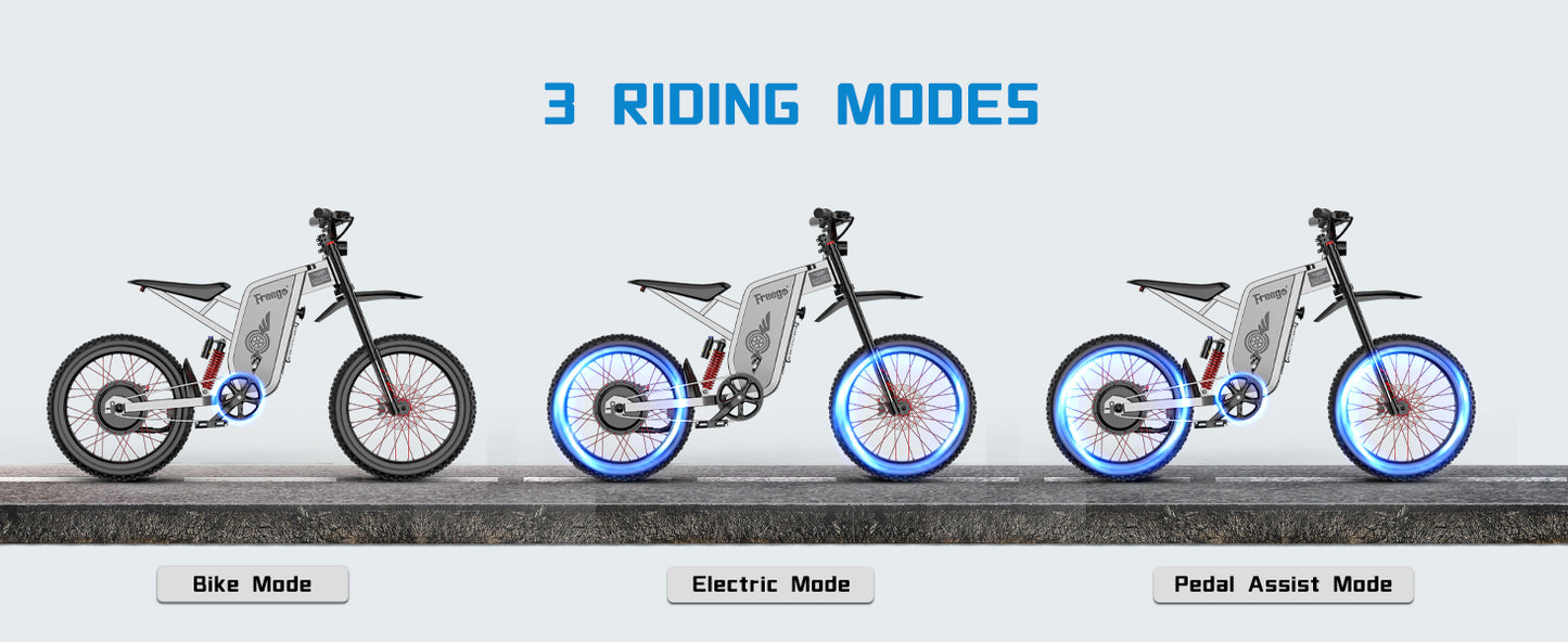 Freego X2Pro Electric Motorcycle for Adults, Electric Dirt Bike Teens 6000W(Peak) Motor 60V/30Ah Battery,50MPH/7 Speed Off Road Electric Bicycle,19x2 Full Suspension/Four-Piston Hydraulic Brake