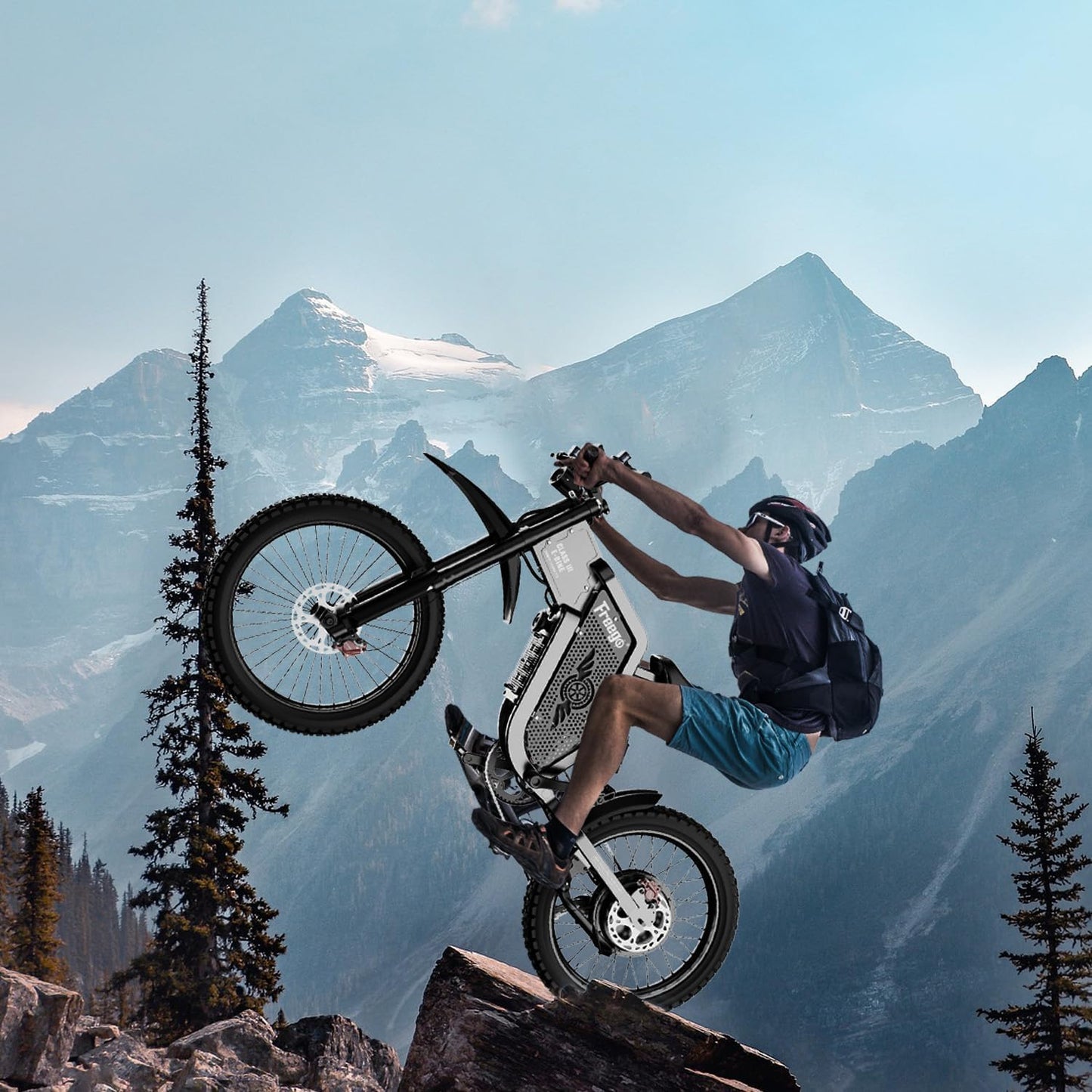 Max Speed 50MPH 19x2.75'' Tire,6000W(Peak) Motor Freego X2 Electric Mountain Bike , 7 Speed Electric Motorcycle for Adults, 1800Wh Battery Electric Dirt Bike, Full Suspension Hydraulic Brake UL2849