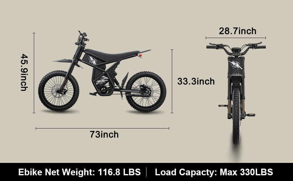 GT73 Electric Dirt Bike for Adults, 2000W Electric Dirtbike with 25 Inch Motorcycle Tires, 1747Wh Dual Battery Electric Bike, Max 37 MPH & 85 Mile Long Range, Dual Hydraulic Brakes & Full Suspension