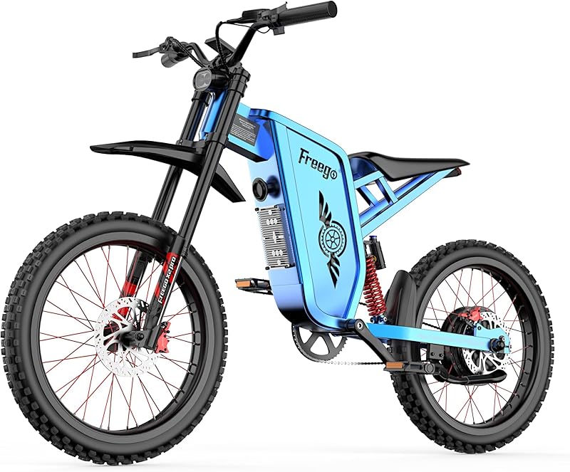 Freego X2Pro Electric Motorcycle for Adults, Electric Dirt Bike Teens 6000W(Peak) Motor 60V/30Ah Battery,50MPH/7 Speed Off Road Electric Bicycle,19x2 Full Suspension/Four-Piston Hydraulic Brake