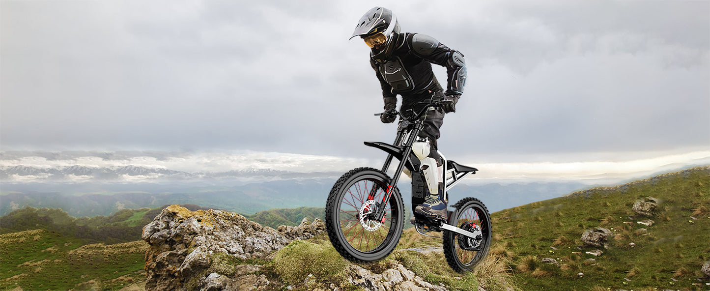 Freego X2Pro Electric Motorcycle for Adults, Electric Dirt Bike Teens 6000W(Peak) Motor 60V/30Ah Battery,50MPH/7 Speed Off Road Electric Bicycle,19x2 Full Suspension/Four-Piston Hydraulic Brake