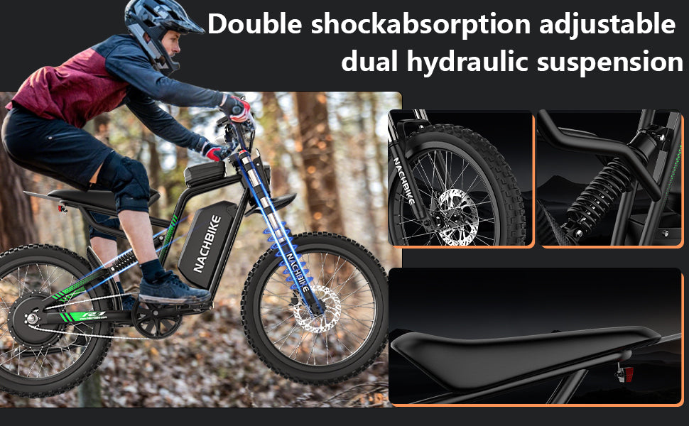 50MPH/40MPH Electric Bike for Adults, 4000W/6000W Electric Dirt Bike with 60V25Ah Battery, Max 50Miles, Dual Hydraulic Brake, Full Suspensions Ebike for Teens, 19'' Motorcycle Tire