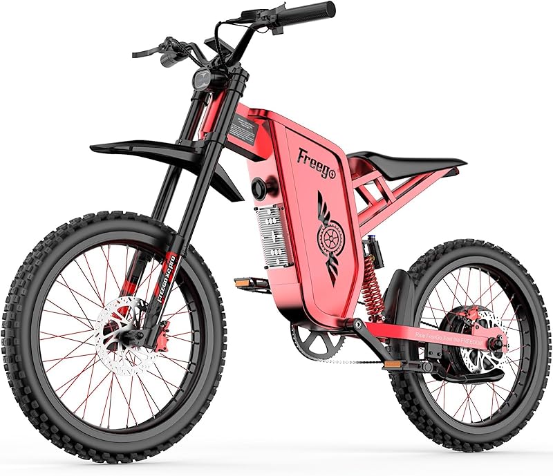 Freego X2Pro Electric Motorcycle for Adults, Electric Dirt Bike Teens 6000W(Peak) Motor 60V/30Ah Battery,50MPH/7 Speed Off Road Electric Bicycle,19x2 Full Suspension/Four-Piston Hydraulic Brake