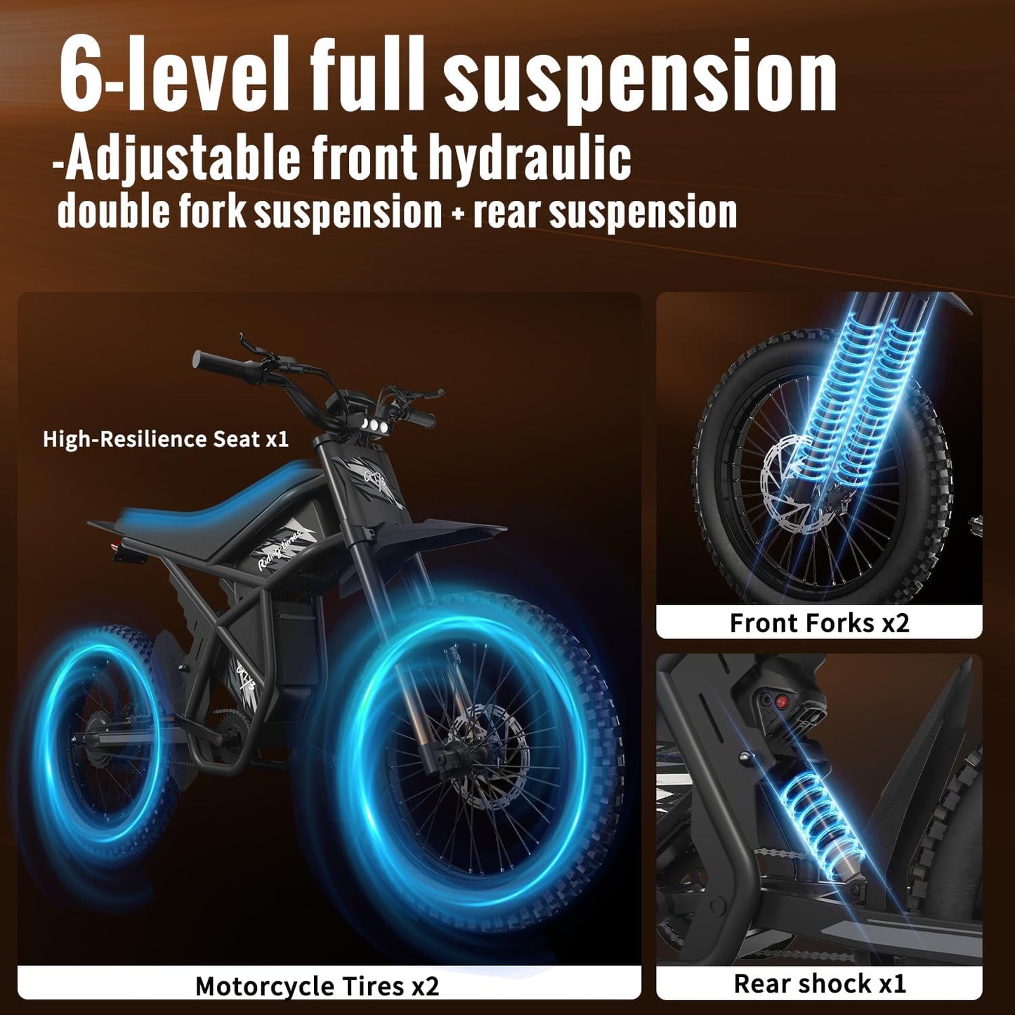 GT73 Electric Dirt Bike for Adults, 2000W Electric Dirtbike with 25 Inch Motorcycle Tires, 1747Wh Dual Battery Electric Bike, Max 37 MPH & 85 Mile Long Range, Dual Hydraulic Brakes & Full Suspension