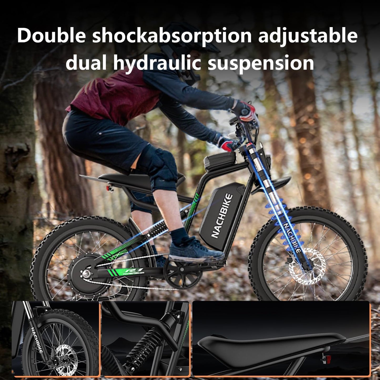50MPH/40MPH Electric Bike for Adults, 4000W/6000W Electric Dirt Bike with 60V25Ah Battery, Max 50Miles, Dual Hydraulic Brake, Full Suspensions Ebike for Teens, 19'' Motorcycle Tire