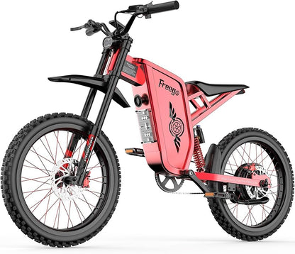 Freego X2Pro Electric Motorcycle for Adults, Electric Dirt Bike Teens 6000W(Peak) Motor 60V/30Ah Battery,50MPH/7 Speed Off Road Electric Bicycle,19x2 Full Suspension/Four-Piston Hydraulic Brake