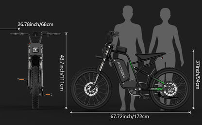 50MPH/40MPH Electric Bike for Adults, 4000W/6000W Electric Dirt Bike with 60V25Ah Battery, Max 50Miles, Dual Hydraulic Brake, Full Suspensions Ebike for Teens, 19'' Motorcycle Tire